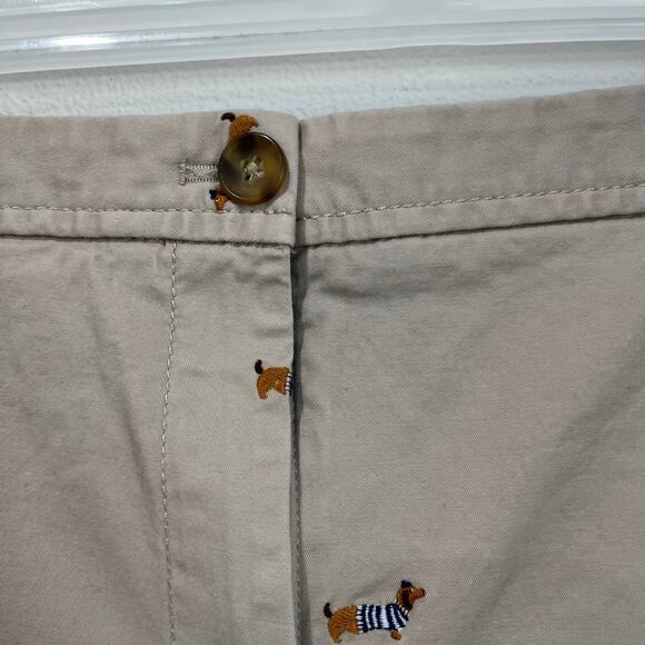 Talbots Beige Chino Pants Dachshund Embroidered Size 14 Cotton Blend Preppy - Picture 8 of 12